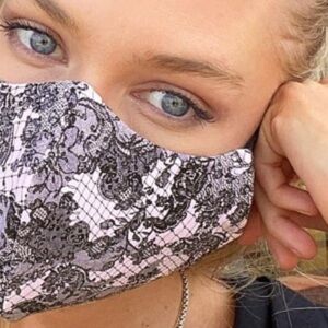 Victoria's Secret Lace Reusable Face Mask - Black and Pink Bundle Silver Sequin